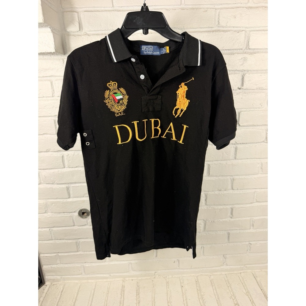 Polo Ralph Lauren Dubai UAE Big Pony Polo Mens L Black Gold #2 Made USA
